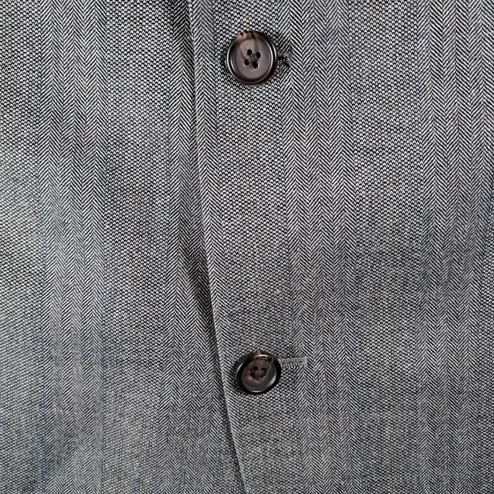 Ralph Lauren Silk Wool 2 Button Blazer 46L Blue Gray Herringbone Stripe Pattern